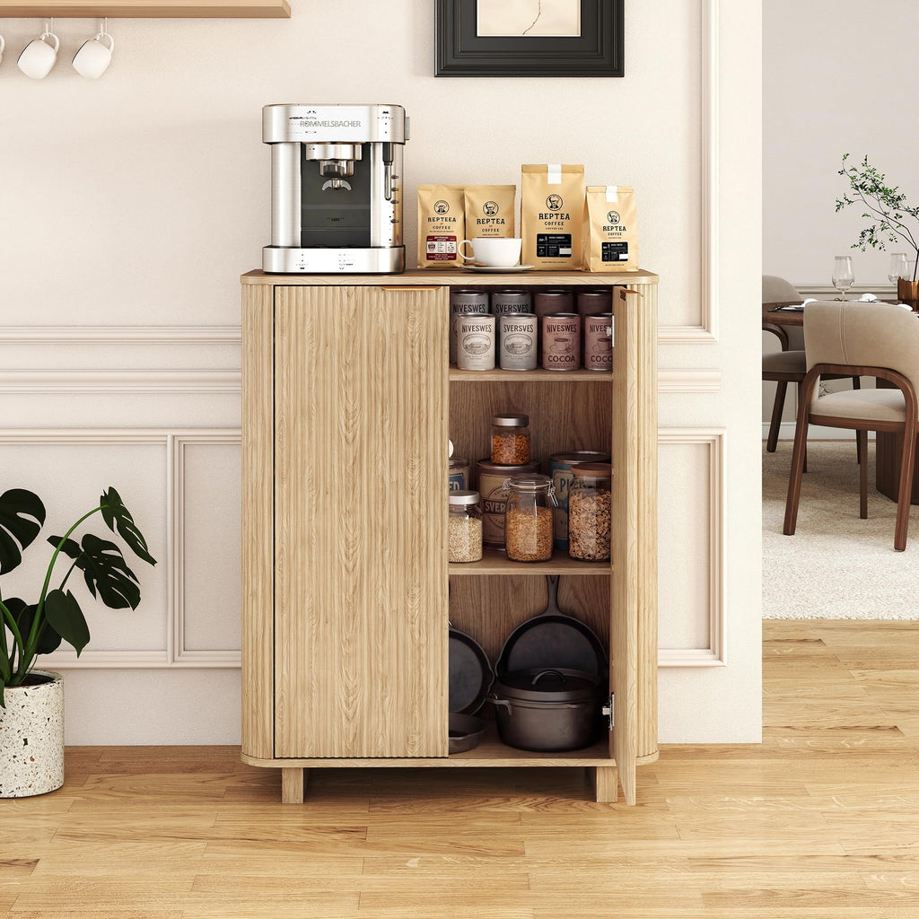 Fluted Entryway Shoe Storage Cabinet with Doors, 5 Tier 39'' Tall Freestanding Modern Shoe Rack Organizer Cabinet