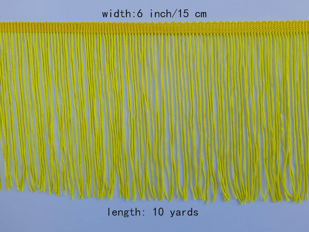Chainette Fringe Trim 6 Inch 10 Yards Tassel Fringe Trim for Sewing Craft DIY Decoration(928 Neon Yellow)