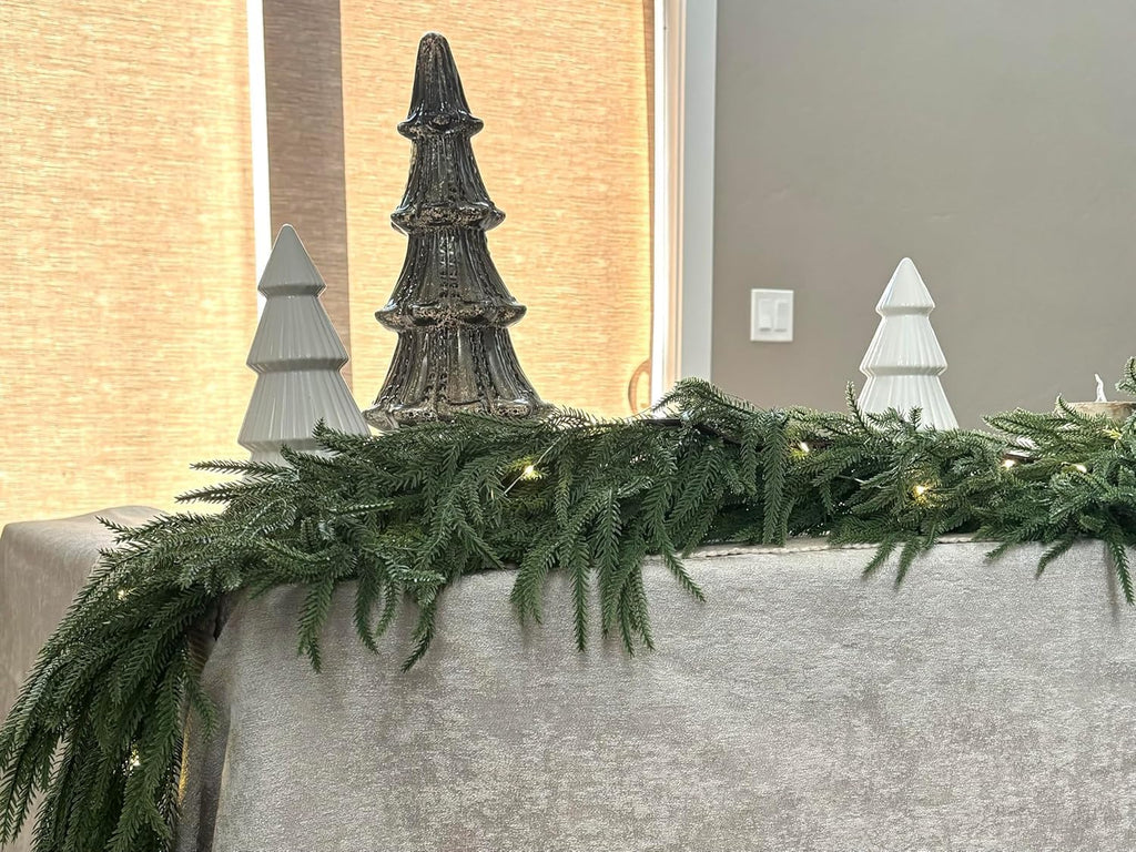 15FT Christmas Norfolk Pine Garland Real Touch for Mantle Decoration