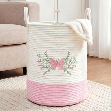 Pink Butterfly Laundry Basket Hamper Coquette Laundry Basket