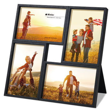 4x6 Collage Picture Frame 4 Openings, FSC Certified MDF Wood Family Photo Frame with HD Glass for Desktop & Wall