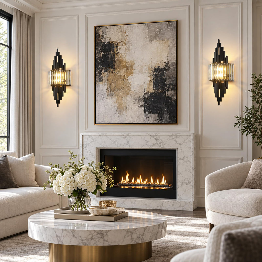 Black Crystal Wall Sconces Mid-Century Modern Luxury Bathroom Sconces Light