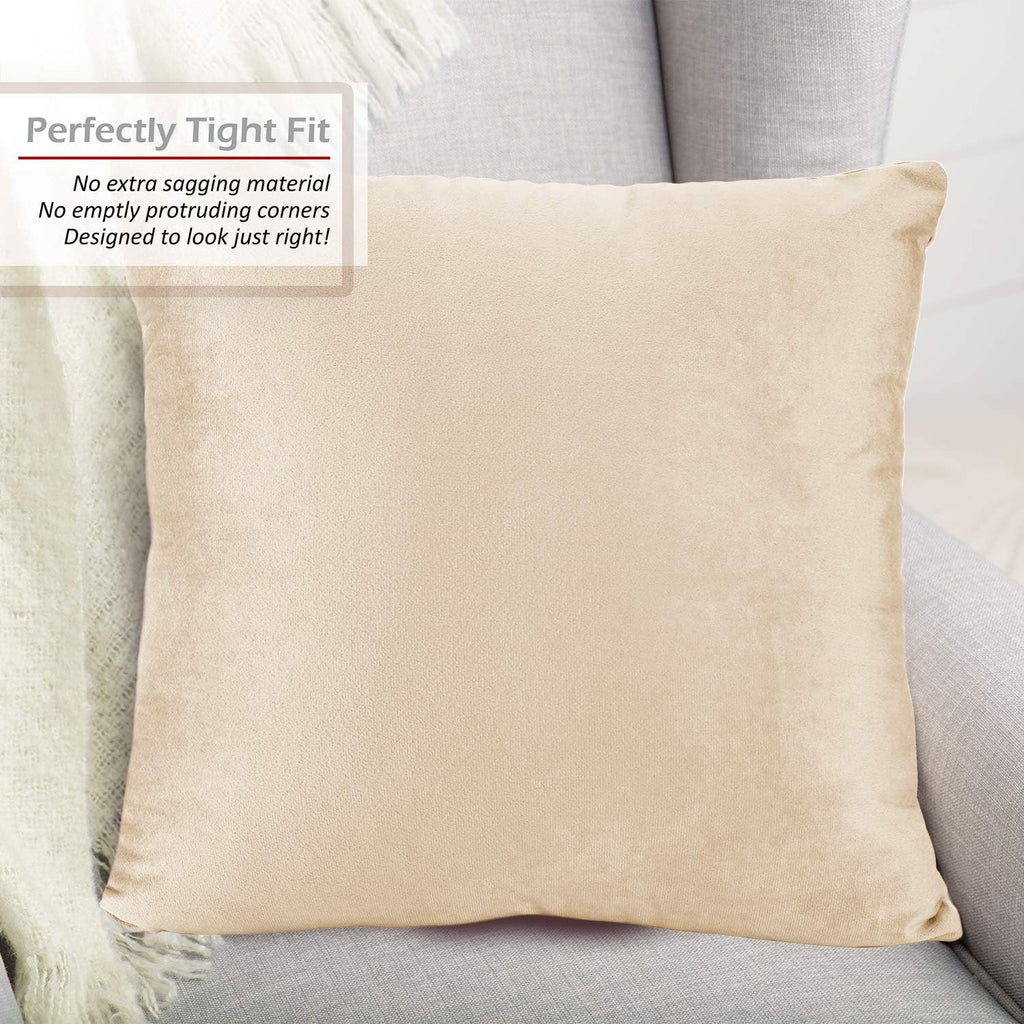 Throw Pillow Covers, Cozy Velvet Decorative Outdoor Pillow Covers 20X20 Inches, Soft Solid Cushion Covers, Set of 4