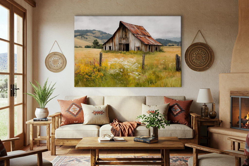 Texas Longhorn Cow Canvas Wall Art - Bull Print Home Decor - Barnhouse Wall Art - Farmhouse and Wild West Small to