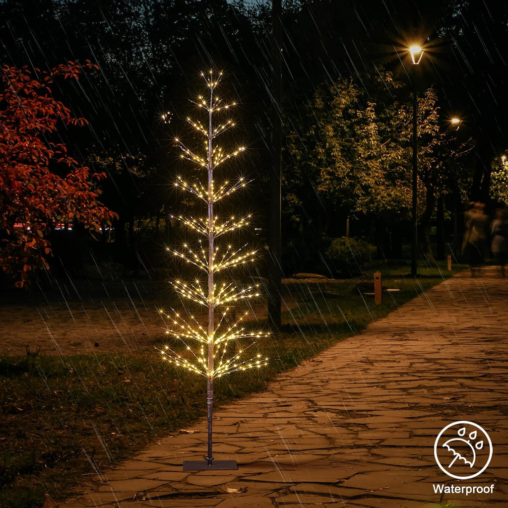 6FT 325L Lighted Starlit Tree, Warm White, Festival, Party, and Christmas Decoration, Indoor and Outdoor Use, Brown