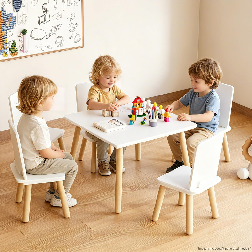 Kids Table and Chairs Set, 5 Pieces Toddler Table and Chair Set, Kids' Table & 4 Chair Sets, Kid Play Table for