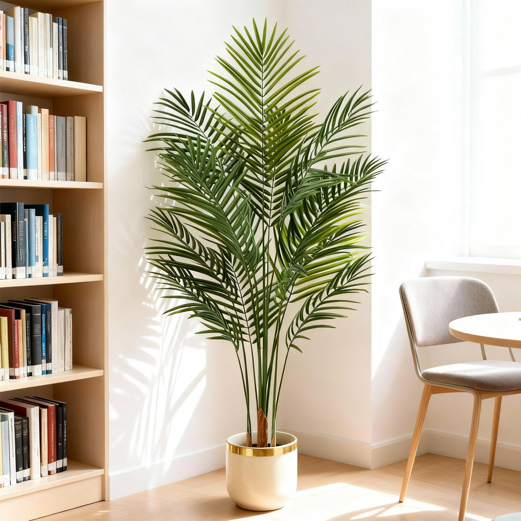 Artificial Palm Tree Indoor 5ft, Large Fake Tropical Areca Palm Tree with 13 Trunks, Faux Dypsis Lutescens Floor