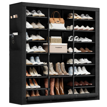 Shoe Rack with Cover, 9 Tier Tall Shoe Rack Organizer Large Capacity Shoe Storage Cabinet to 50-55 Pairs Shoes and