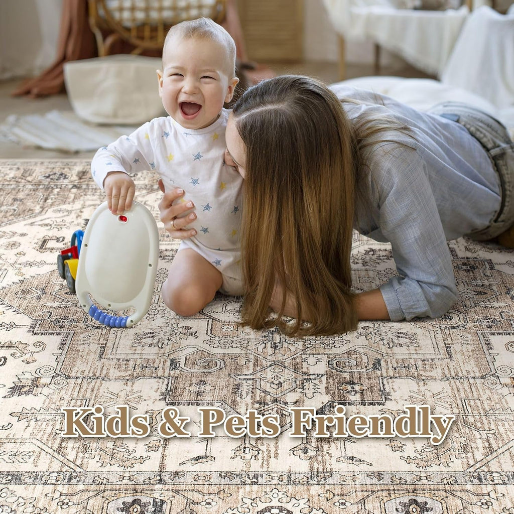 Area Rug 9x12 Washable Vintage - Soft Traditional Rugs