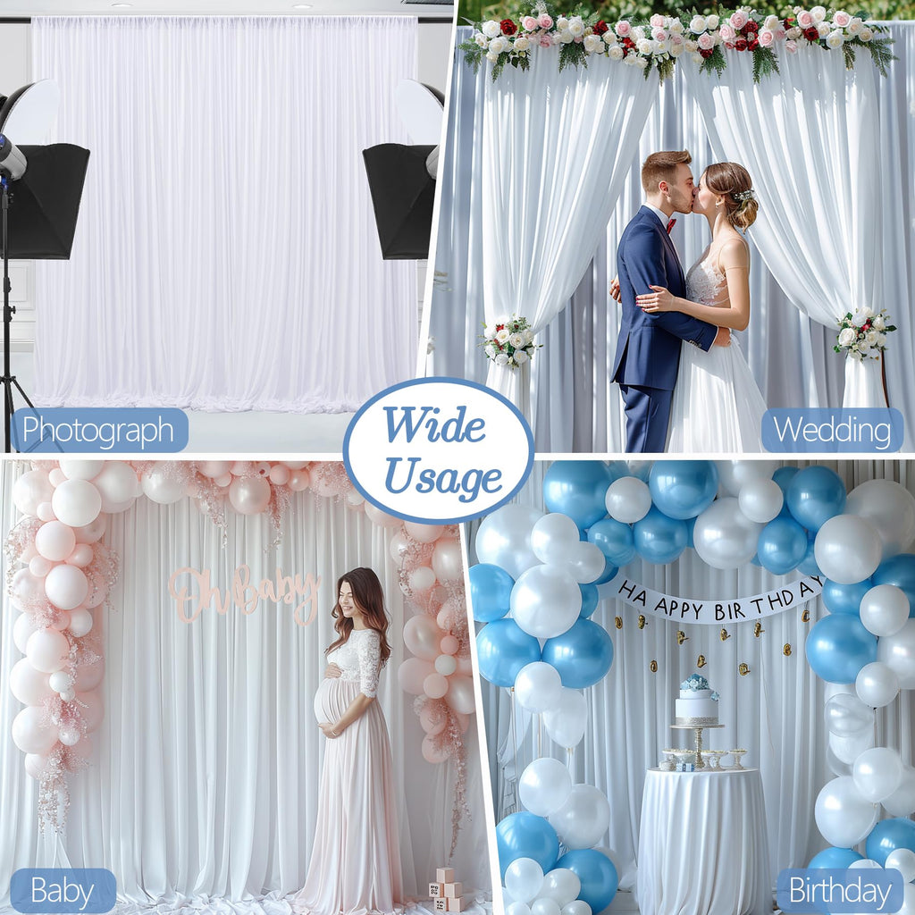 10x10ft Wrinkle Free White Backdrop Curtain for Parties Soft Fabric Drapes Wedding White Curtain Backdrop for