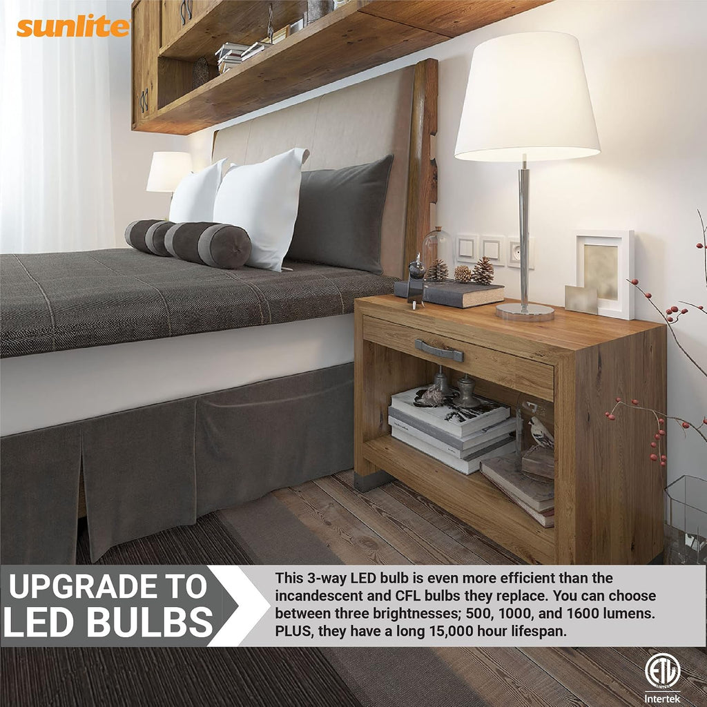 3-Way LED A19 Light Bulb, 5/9/15 Watts (40W 60W 100W Equivalent), 500-1000-1600 Lumens, Medium E26 Base