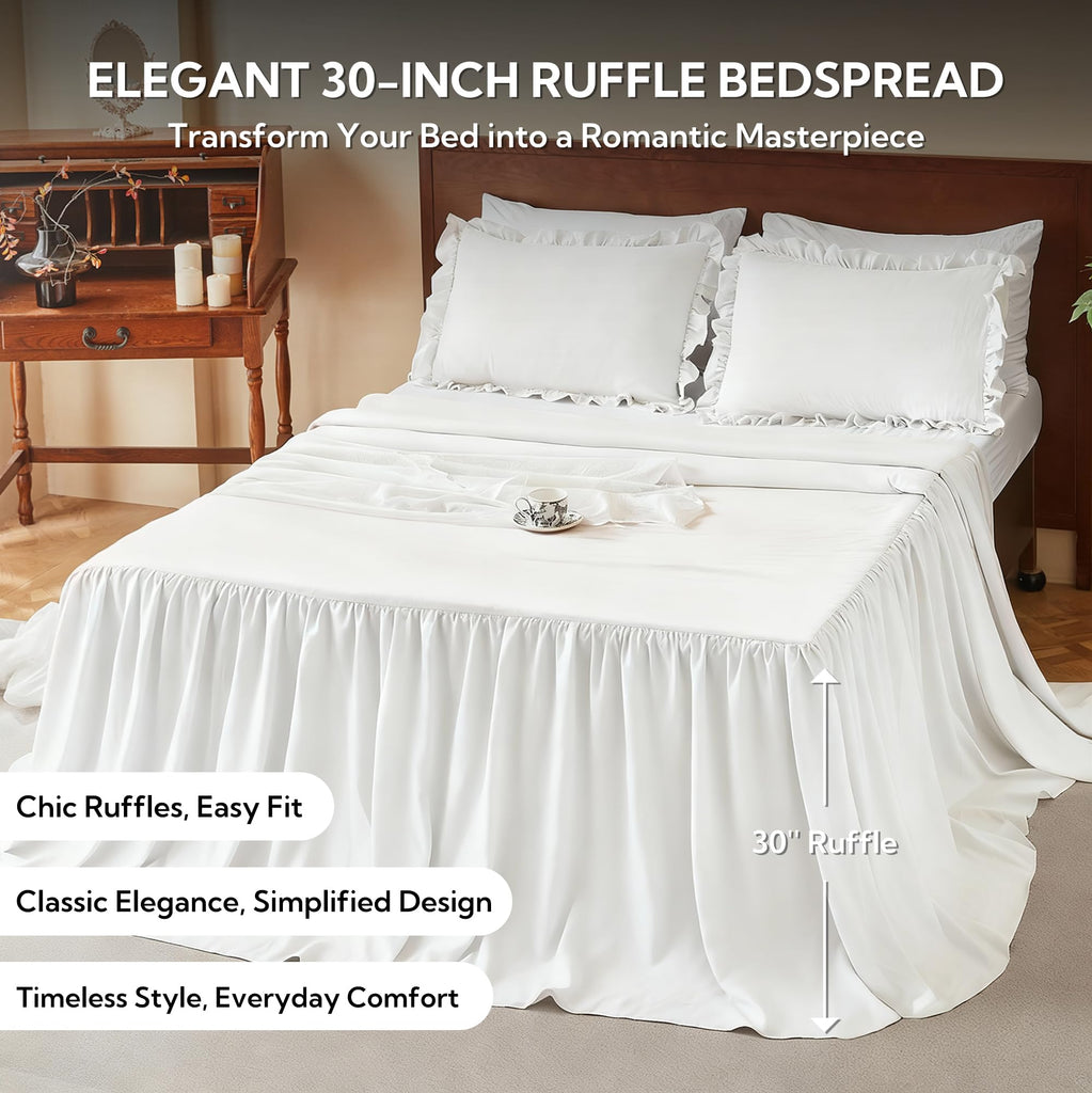 Brushed Microfiber Ruffle Skirt Bedspread Set, Shabby Chic Style
