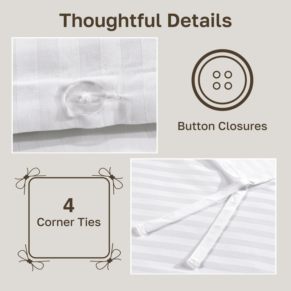 Luxury Duvet Cover Set, Striped White