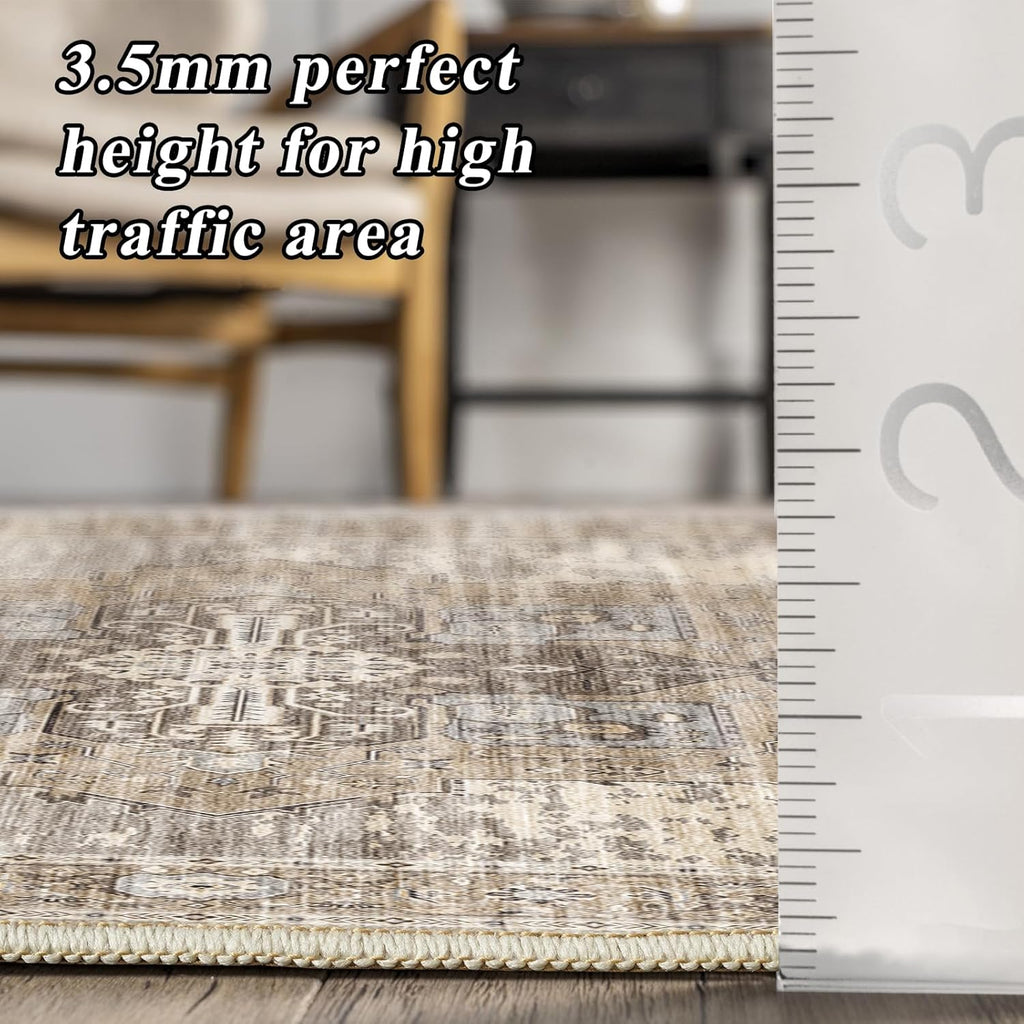 Living Room 10x14 Area Rugs - Washable Lightweight Area Rug Stain Resistant Carpet Vintage Soft Rugs