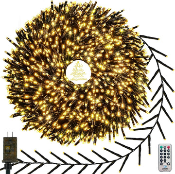 1000 LED Cluster Lights with Remote, Christmas Tree Lights Warm White