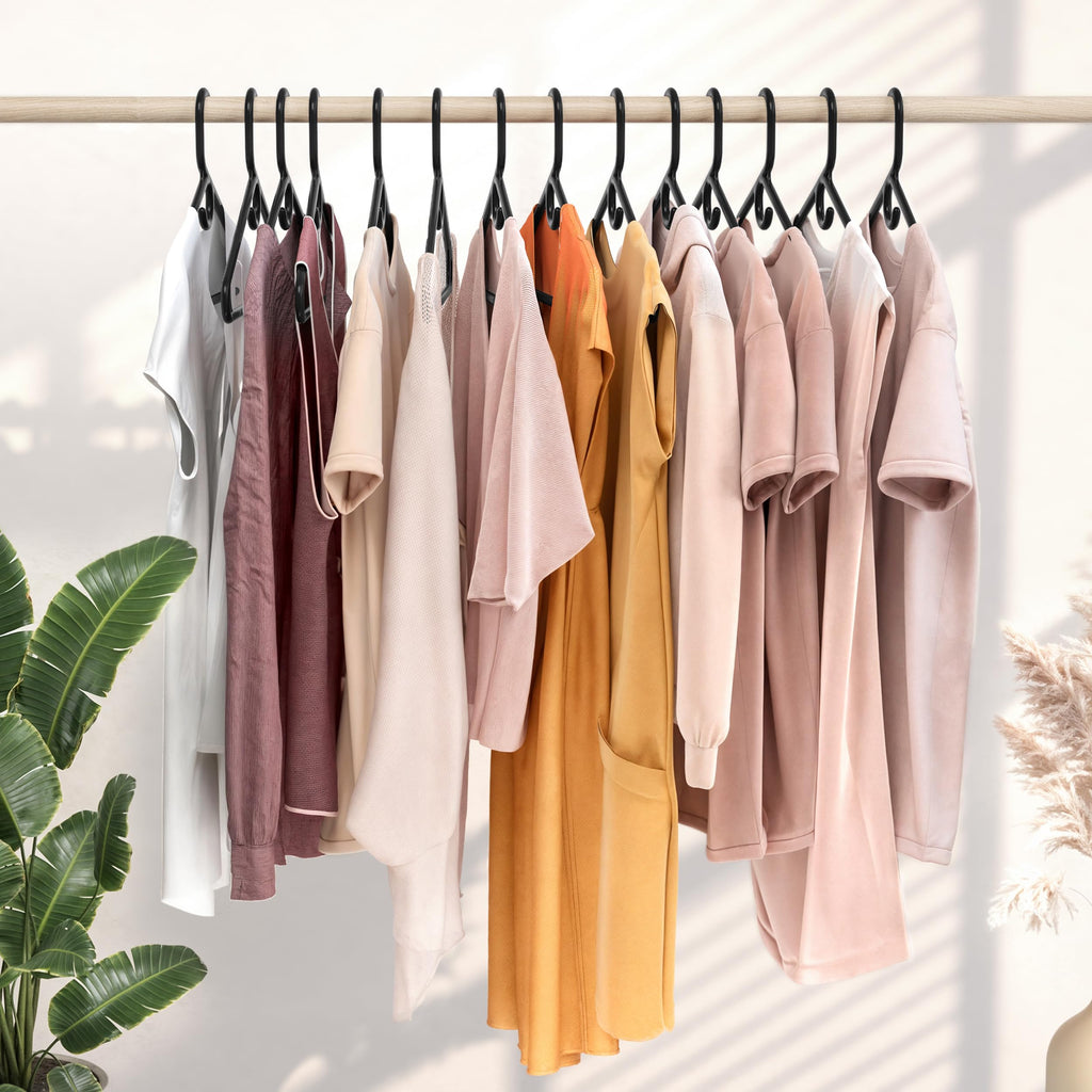 Thick Heavy Duty Hangers - Black Plastic Clothes Hangers 12 Pack - Great for Coat Hanger, Jackets Jeans & Suit Hanger
