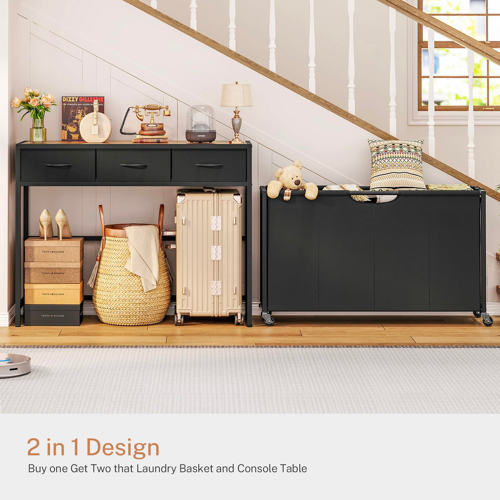 Sorter, Rolling Laundry Hamper with 4 Section Pull-Out Bags, 300L Large Laundry Basket Organizer with 3 Drawers