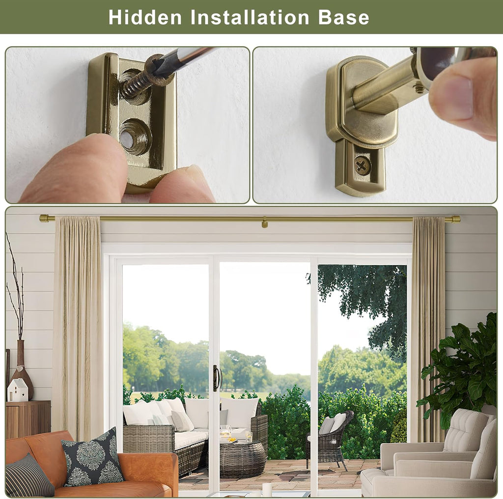 1 1/8 Inch Diameter Curtain Rods 36 to 72 Inches(3-6ft), Telescoping Heavy Duty Large Drapery Rod with Adjustable