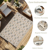 Scalloped Easy Jute 5x7 Area Rug Vintage Yellow Floral Farmhouse Washable Rug Non-Slip Indoor Outdoo