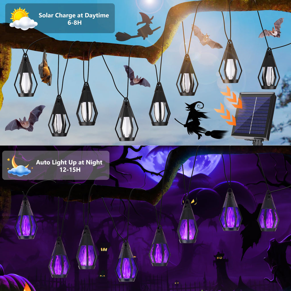Solar String Lights for Outside, 21Ft Solar Patio Light with 10 Flickering