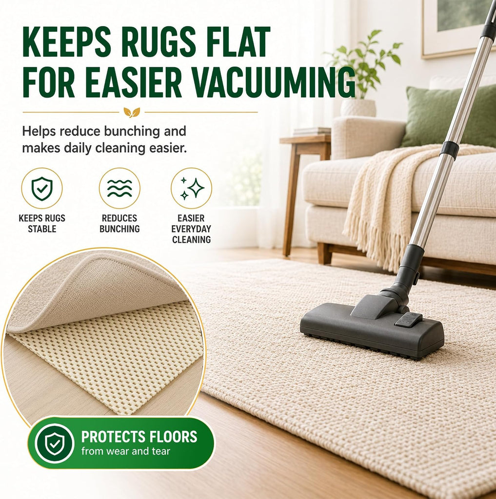 2x6 Non Slip Rug Pad Grip Mat Under Bed Hallway Runner Rug Anti Skid Kitchen Carpet Gripper Thick Rubber Back Nonslip