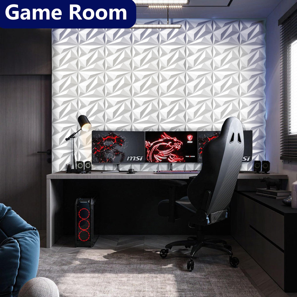 3D Wall Panels White PVC Wall Panels for Interior Decor 12"x12"
