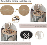42"-58" Farmhouse Extendable Dining Table for 4-6, Solid Wood Round Dining Table with 16" Leaf & X-Shaped Base