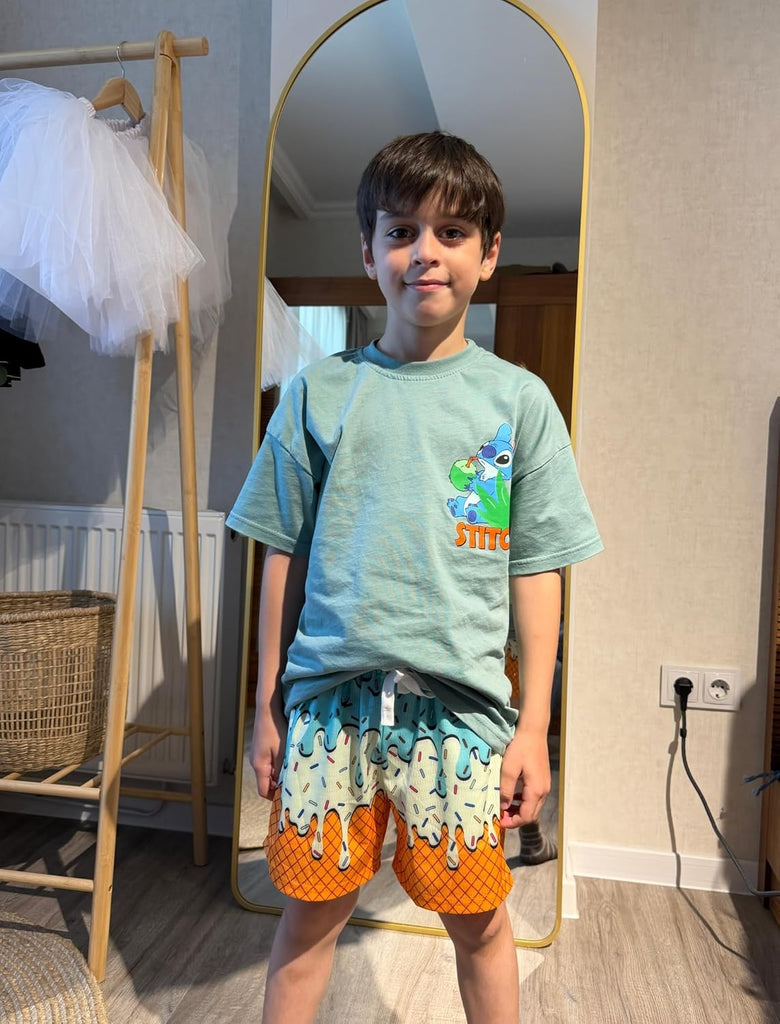 Boys Athletic Shorts Ice Cream Drip Mesh Breathable