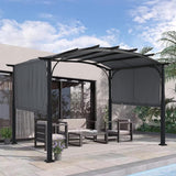 10x12ft Outdoor Retractable Pergola with Sun Shade Canopy Patio Metal Garden Pergola,Dark Grey