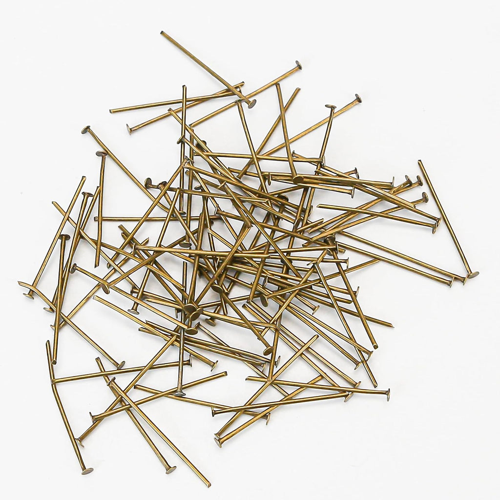100pcs 1"/ 26mm Antique Chandelier Pins, Flat Head Pin Replacement Parts Crystal Hooks Straight Pins to Hanging Prism