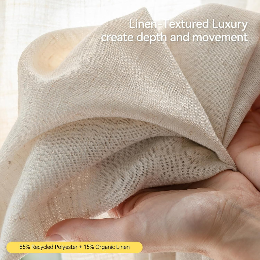 Liz Sheer Pinch Pleated Linen Curtains 102 Inches Long - Light Filtering Pleat Curtains, Window Curtains, Luxury