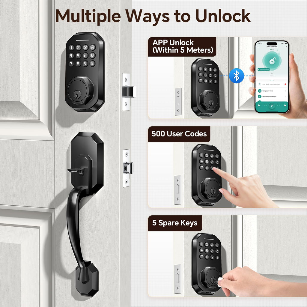 Front Door Lock Set, Keyless Entry Door Lock, Matte Black
