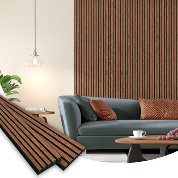 Wood Slat Acoustic Wall Panels 2 Pack 94"x23.6" Classic Brown