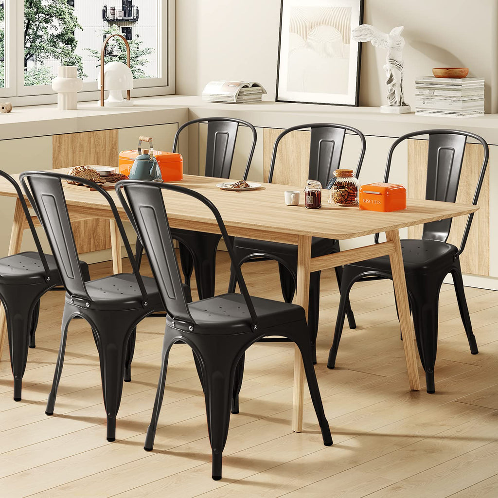 Metal Dining Chair Indoor-Outdoor Use Stackable Classic Trattoria Chair Chic Dining Bistro Cafe Side Metal Chairs Set
