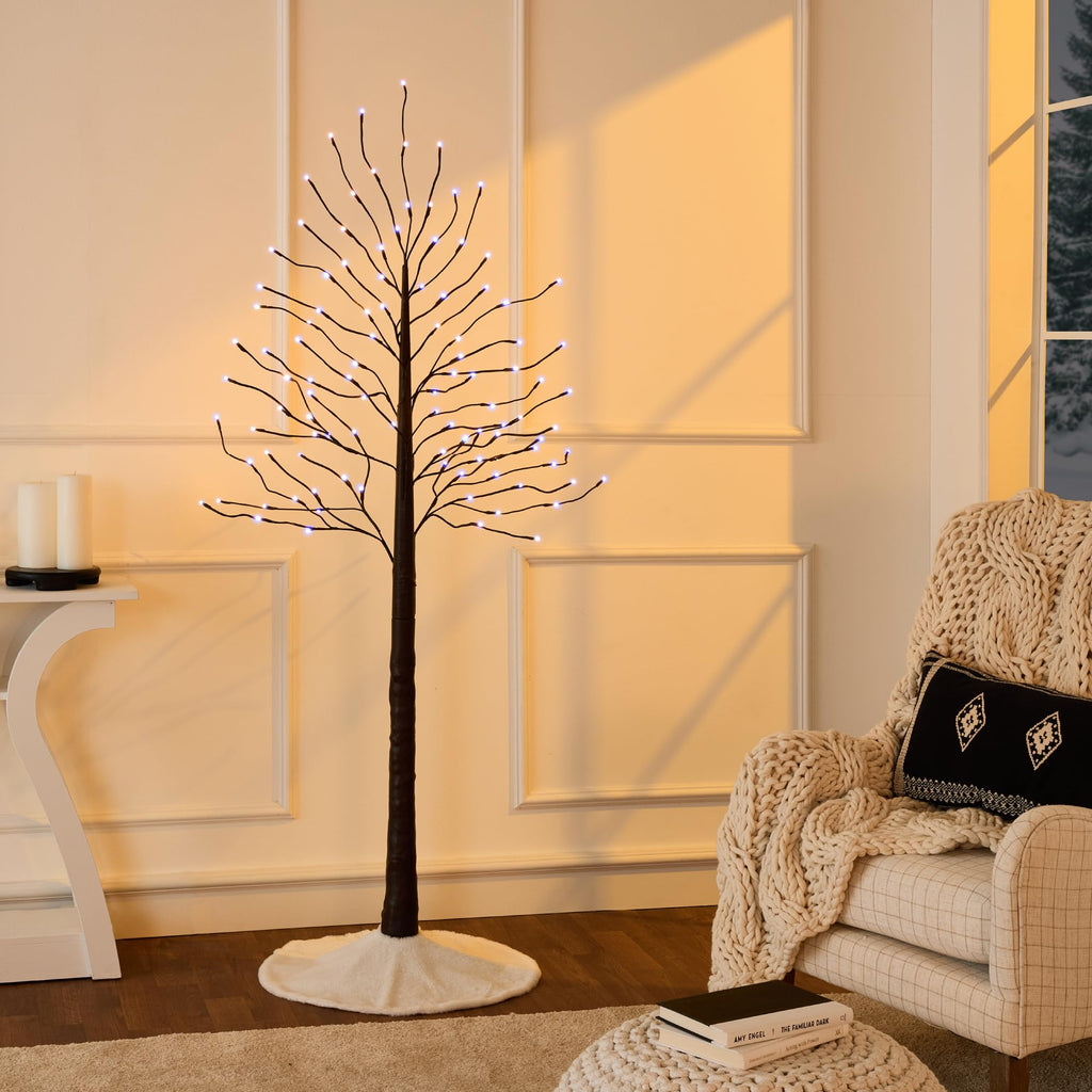 4ft, 6ft and 8ft Lighted Birch Tree, 3Pk w/LED Lights, 12 Color Options w/Warm White, Festival, Party, Holiday
