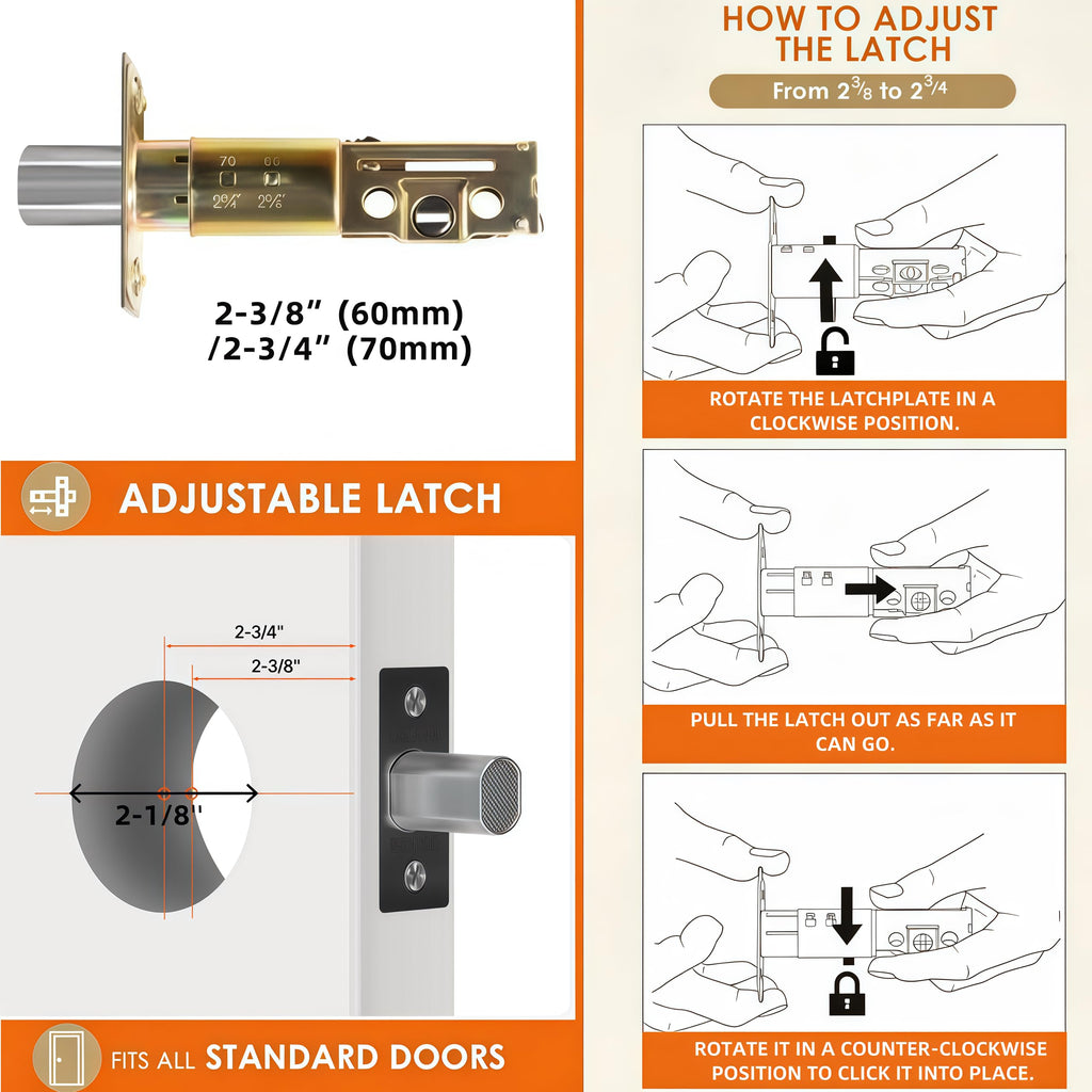 Matte Black Square Double Cylinder Deadbolt, keyed 2 Sides