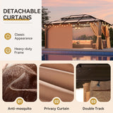 12'x16' Hardtop Gazebo, Outdoor Metal Gazebo with Double Polycarbonate Roof Canopy