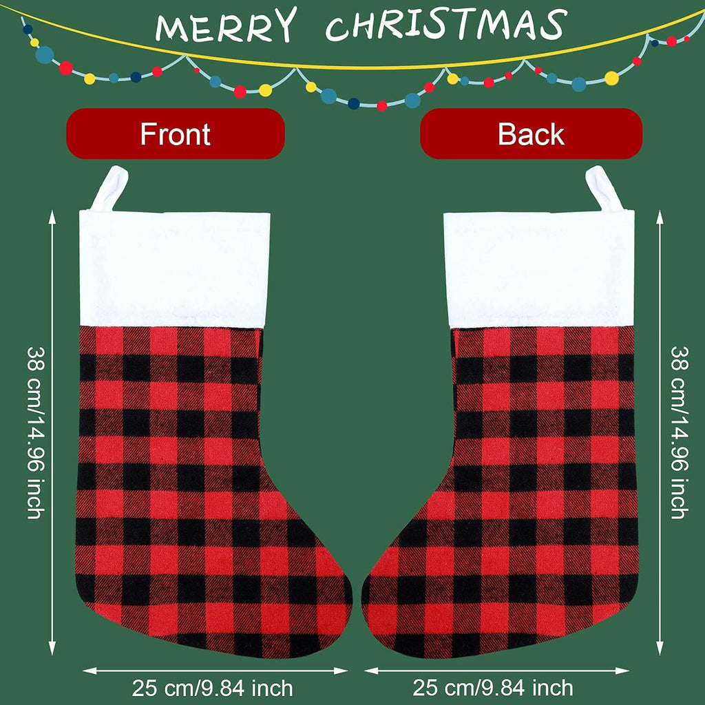 Christmas Stockings Buffalo Plaid for Fireplace,15 Inches - Set of 8