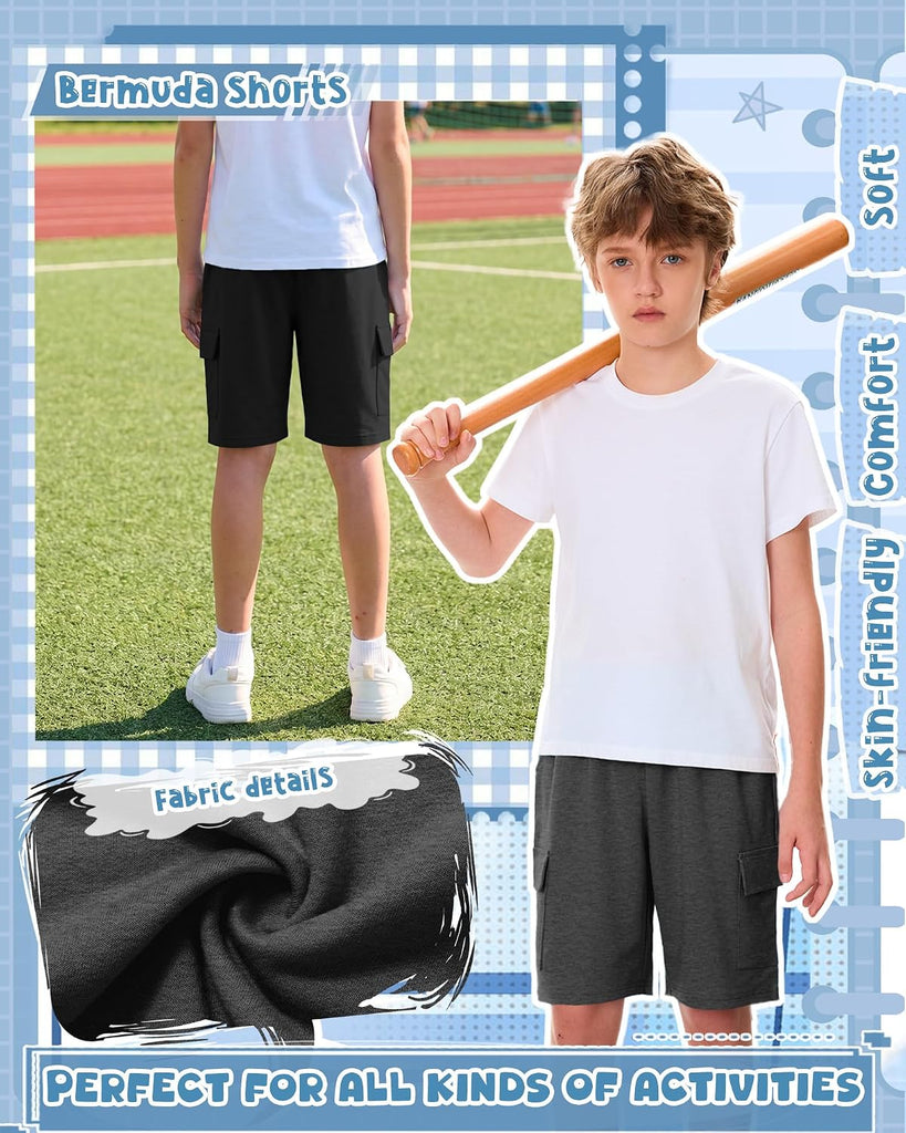 3 Pack Boys Athletic Cargo Shorts