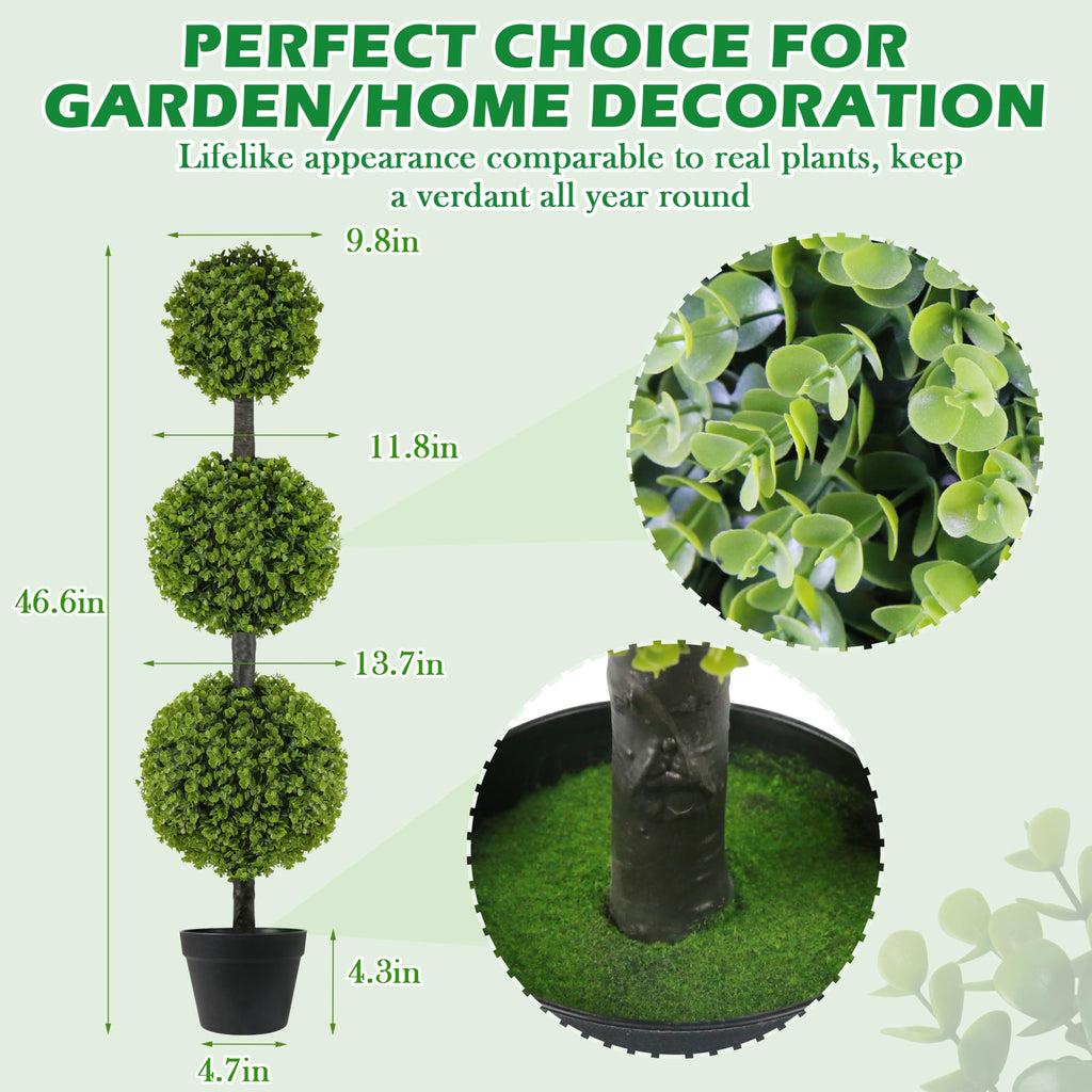 4FT Topiary Balls Artificial Outdoor Set of 2 Front Door Plants