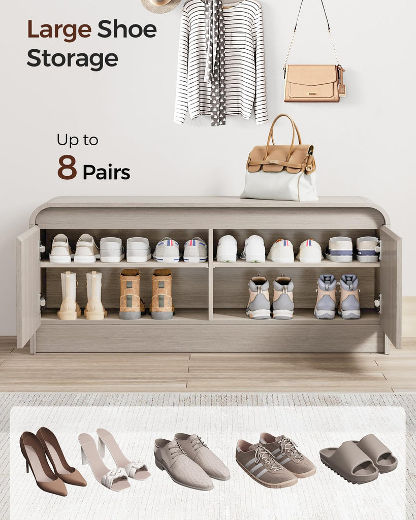 Modern Curved Entryway Shoe Storage Bench