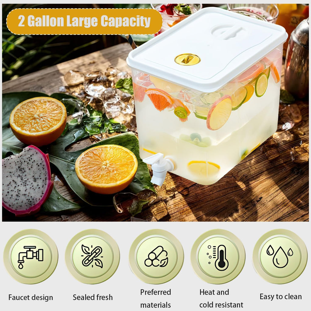 Beverage Drink Dispenser for Fridge, Plastic Beverage Dispenser with Spigot,Juice Container Sealed with Filter