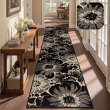 Hallway Runner Rug 2x10, Non Slip High-Low Textured Floral Washable Runner Rug with Rubber Backing, 