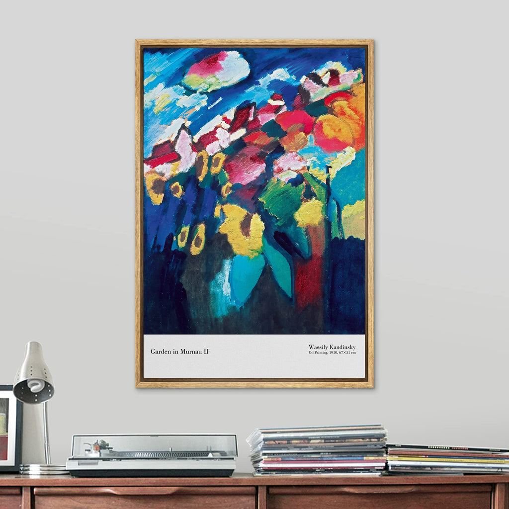 Framed Canvas Print Wall Art Garden in Murnau by Wassily Kandinsky Classic Vintage Illustrations Fine Art Decorative