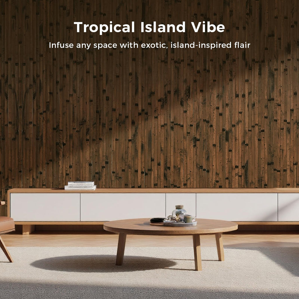 Natural Bamboo Wall Panel, 96''x48'', Brown Burned