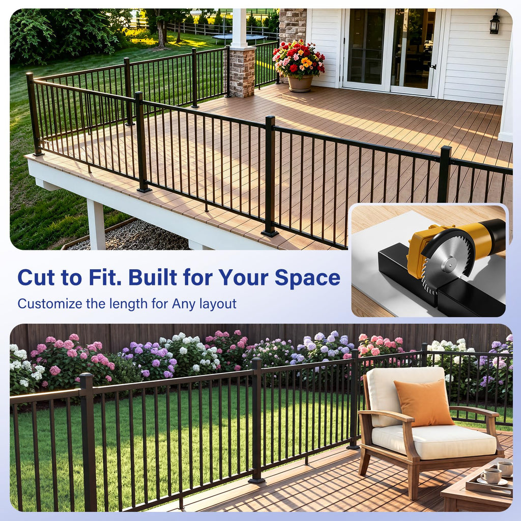 36in x 6ft Modular Aluminum Stair Railing Kit, Patented Clip-On