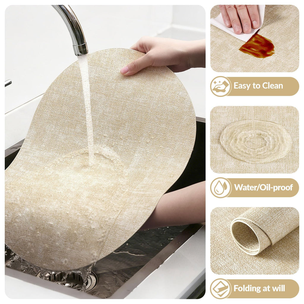 Heat Resistant Oval Placemats Set of 4, Beige