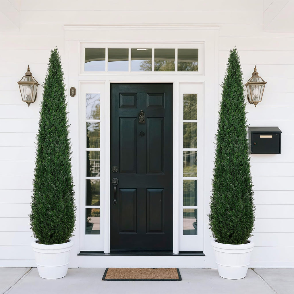 6FT Artificial Cedar Topiary Trees for Outdoors UV Resistant Set of 2