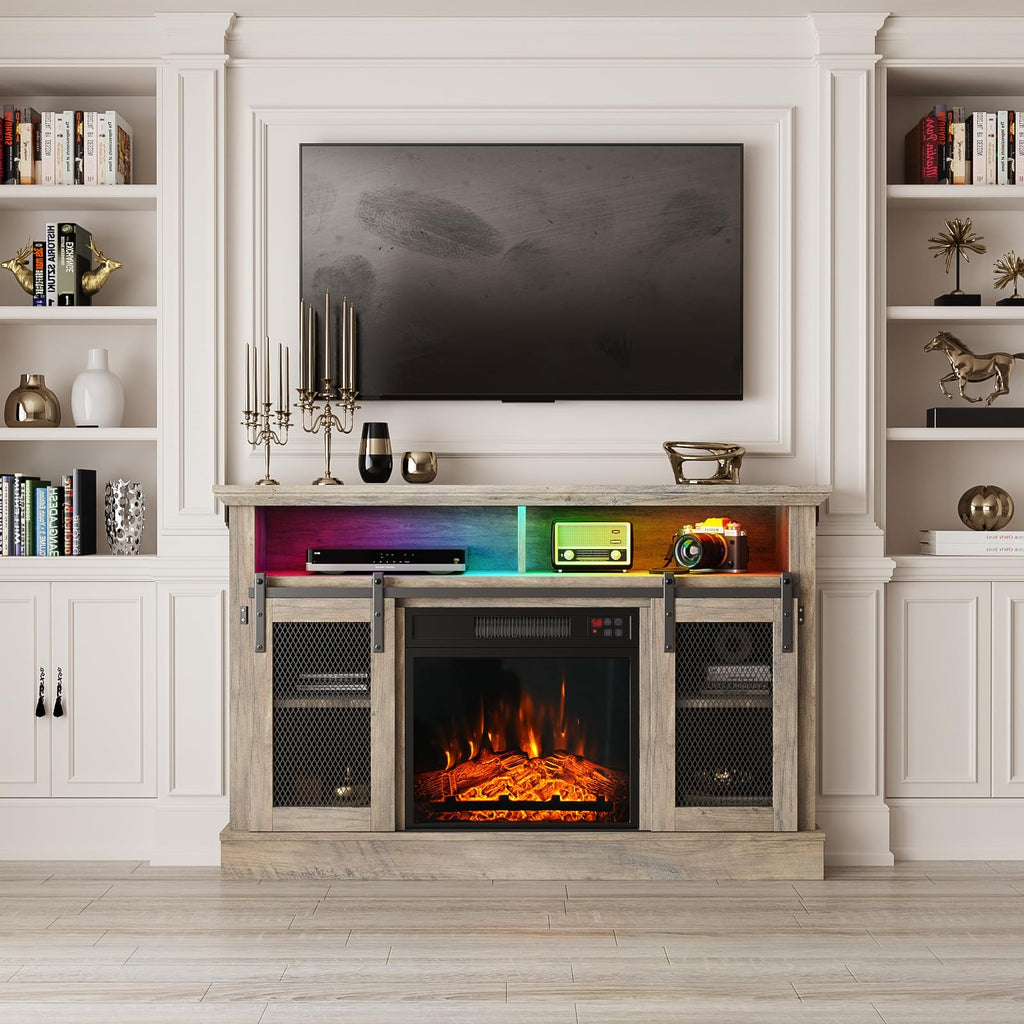 18" Electric Fireplace Insert, Recessed Fireplace Heater with Low Noise, Remote Control with Timer, Touch Screen