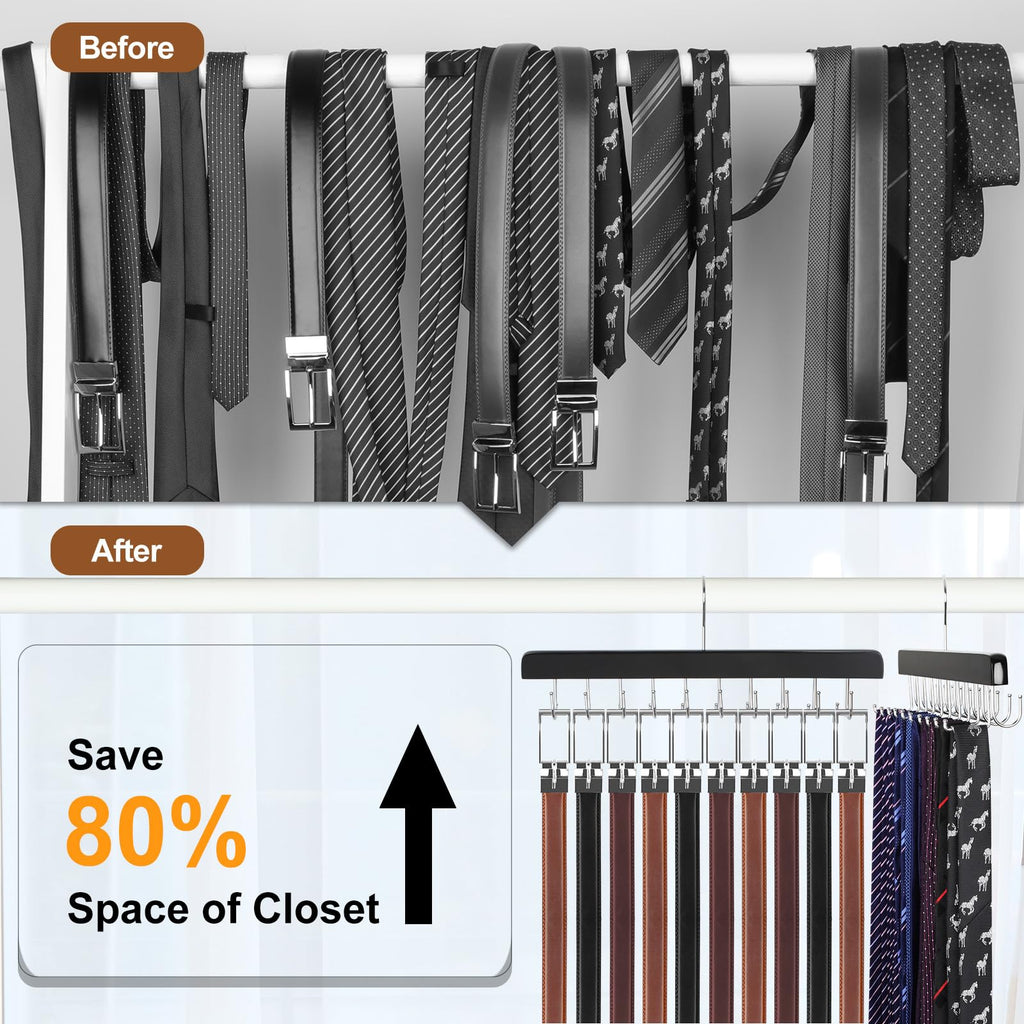 40 Hooks 2 in 1 Belt Tie Hanger Max 60 Belts 60 Ties Capacity